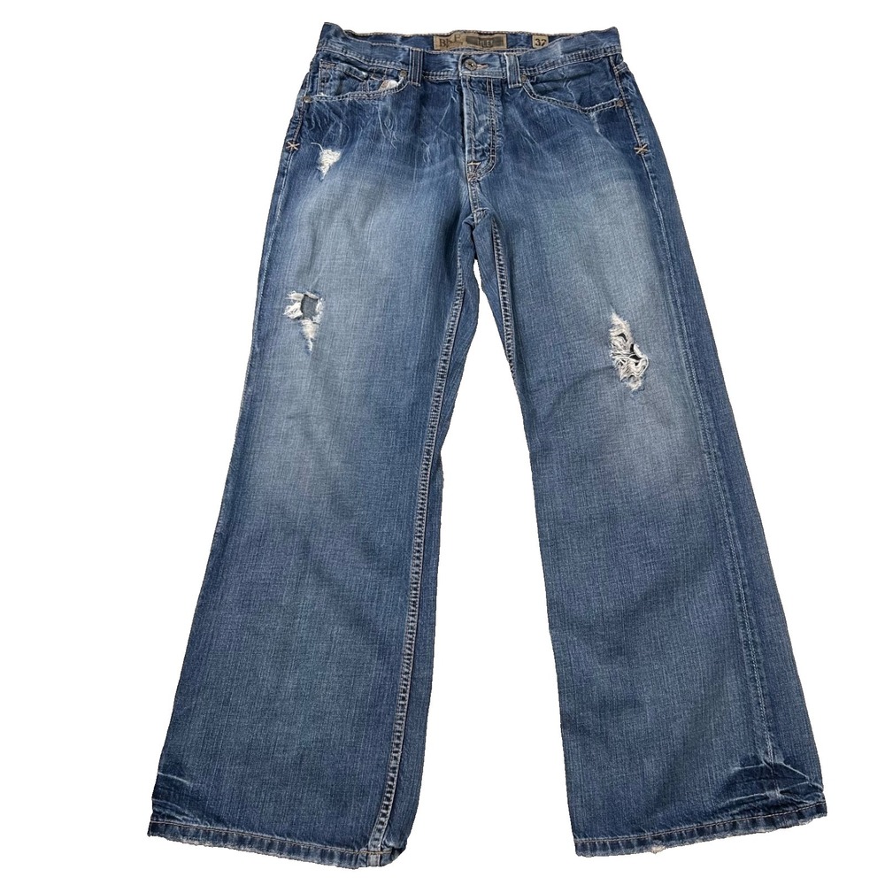 BKE Jeans Mens 32 (fits 30x29) Tyler Boot Cut Relaxed Button Distressed Western